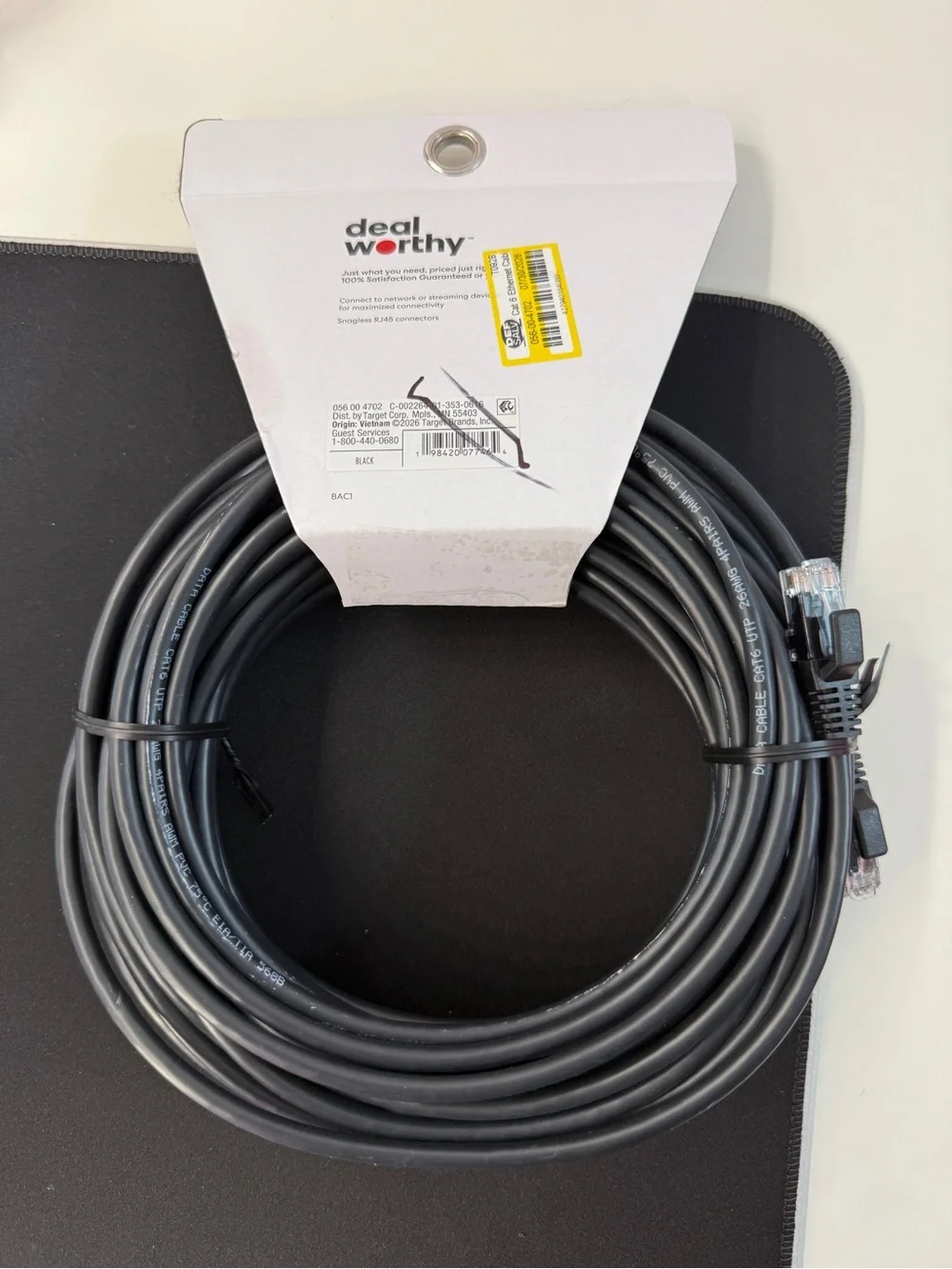 deal worthy Cat6 Ethernet Cable 50 Feet High Speed LAN Network Patch Cord Black